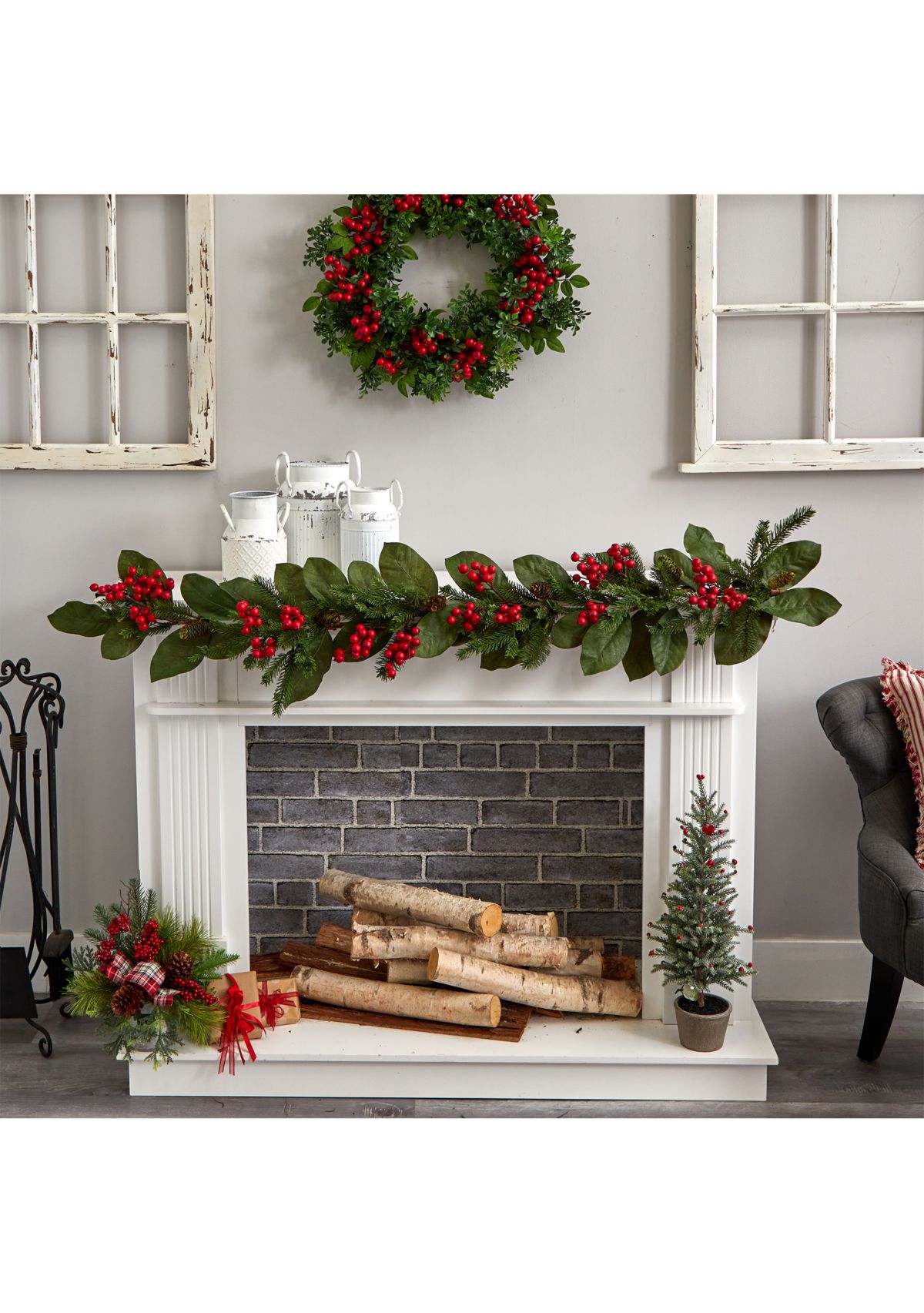 5 Foot Magnolia Berry Pine Artificial Garland