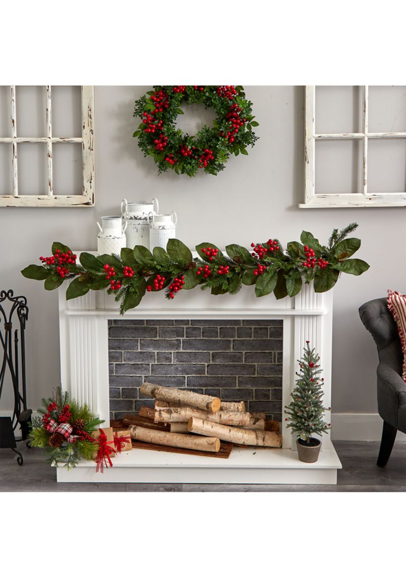 5 Foot Magnolia Berry Pine Artificial Garland