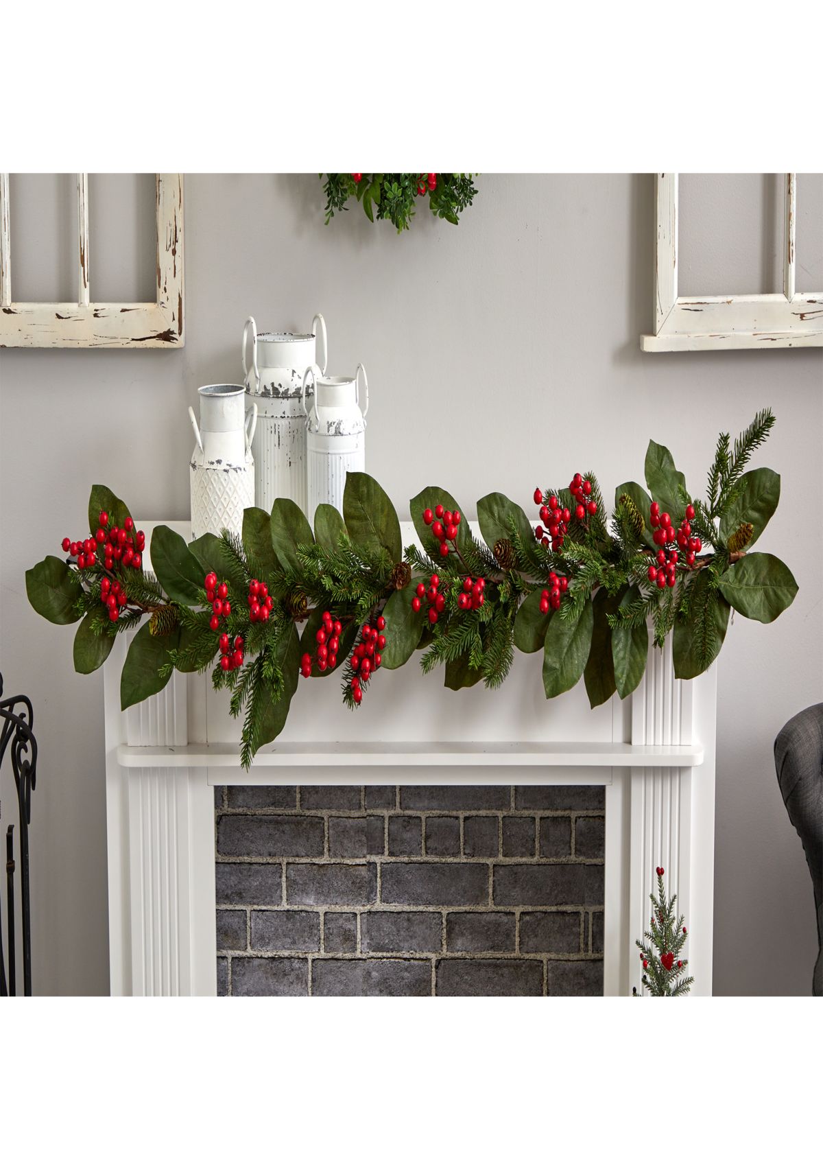 5 Foot Magnolia Berry Pine Artificial Garland