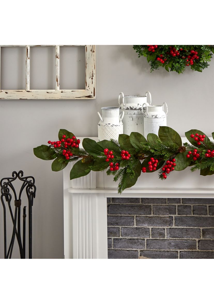 5 Foot Magnolia Berry Pine Artificial Garland