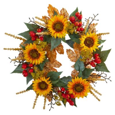 27-Inch Sunflower Berry Artificial Wreath