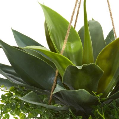 Agave and Maiden Hair Artificial Plant in Hanging Basket (Indoor/Outdoor)