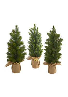 15in. Mini Cypress and Pine Artificial Tree Set of 3