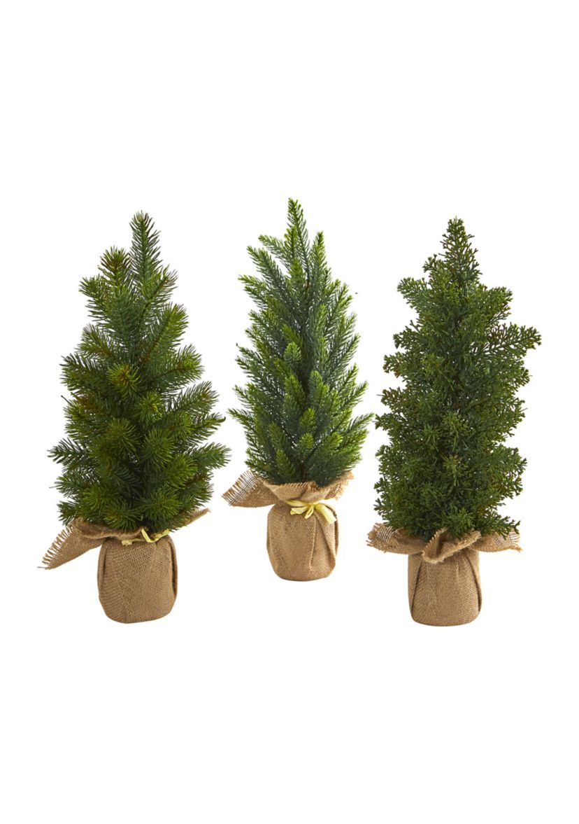 15in. Mini Cypress and Pine Artificial Tree Set of 3