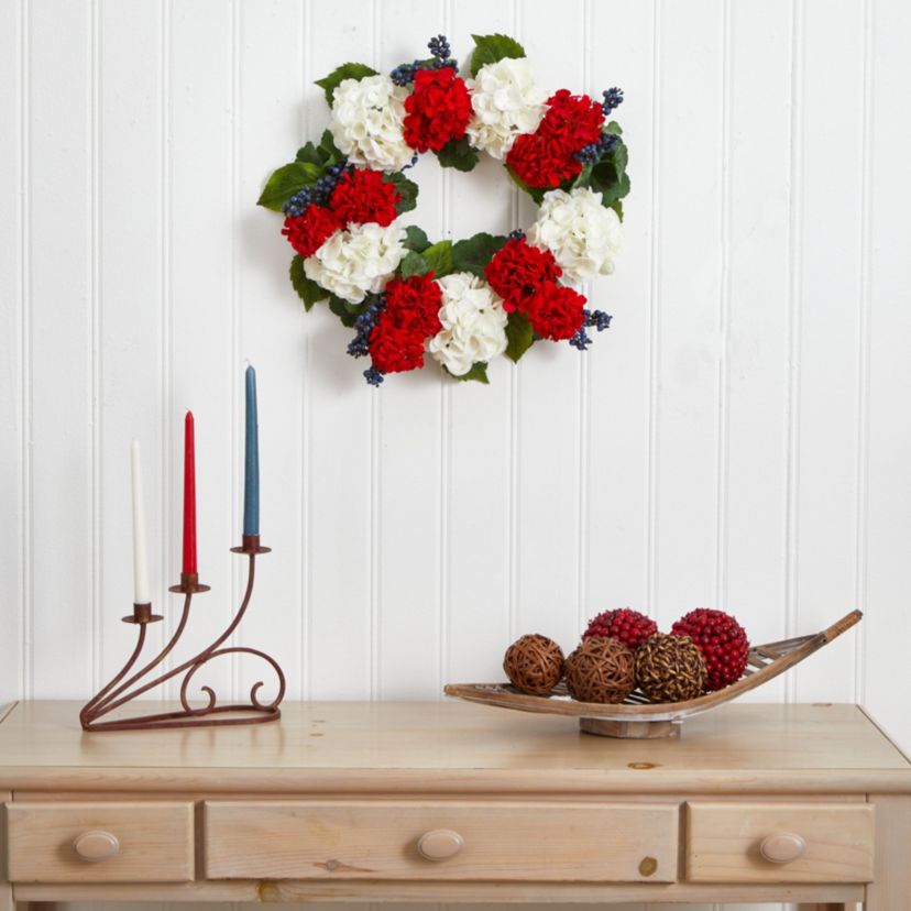 21-Inch Geranium and Blueberry Artificial Wreath