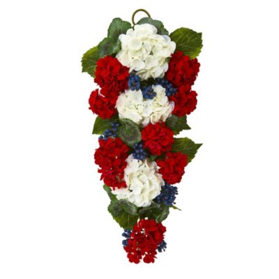 26-Inch Geranium and Blueberry Artificial Teardrop