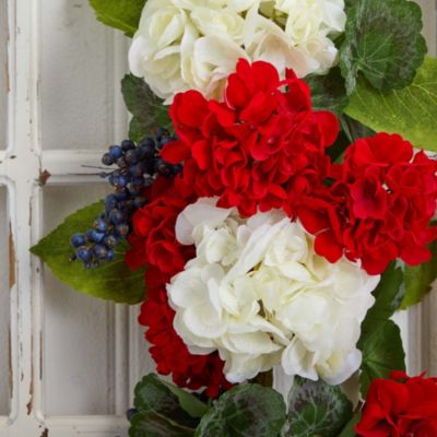 26-Inch Geranium and Blueberry Artificial Teardrop