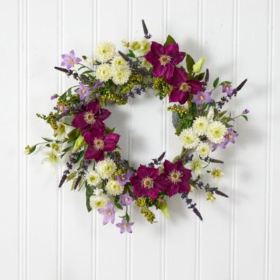 22-Inch Mixed Flower Artificial Wreath