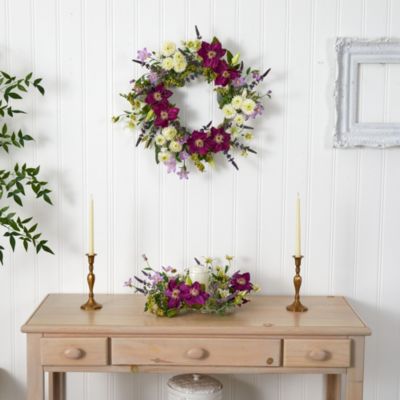 22-Inch Mixed Flower Artificial Wreath