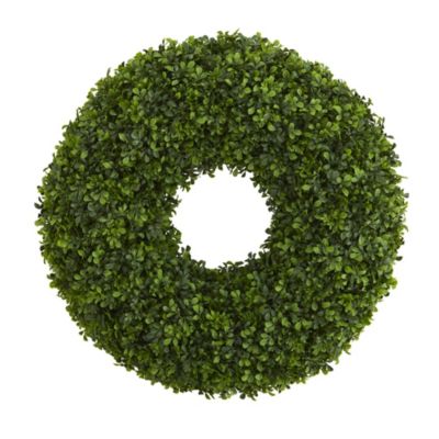 Nearly Natural 28-Inch Boxwood Artificial Wreath, Green