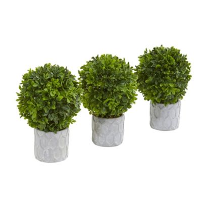 9-Inch Boxwood Artificial Mini Topiary (Set of 3)