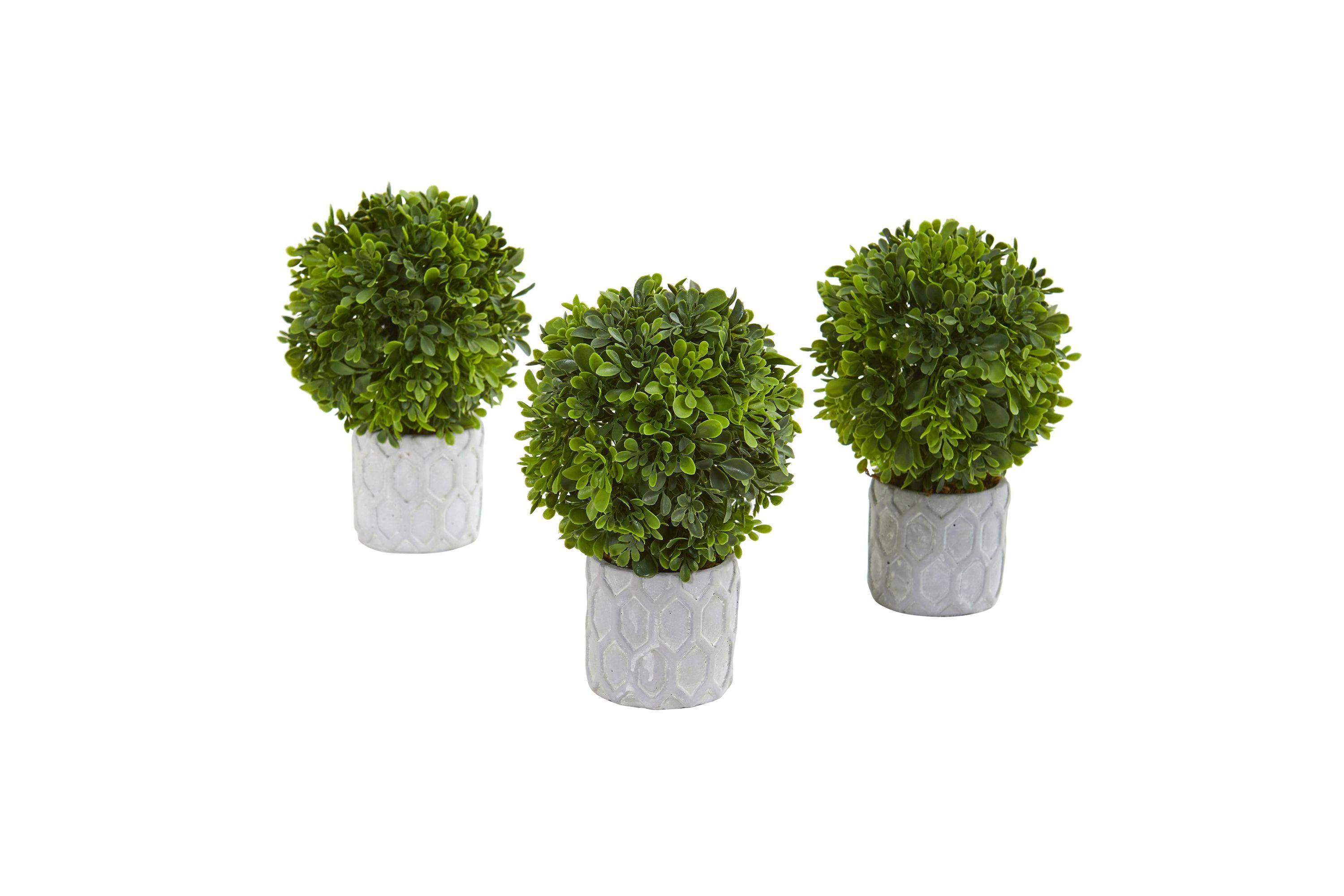 9-Inch Boxwood Artificial Mini Topiary (Set of 3)