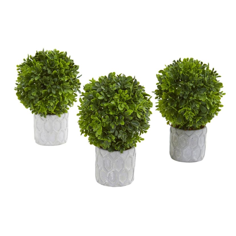 9-Inch Boxwood Artificial Mini Topiary (Set of 3)