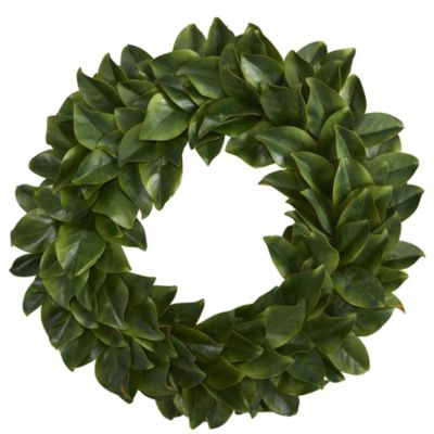 Nearly Natural 30-Inch Magnolia Artificial Wreath, Green