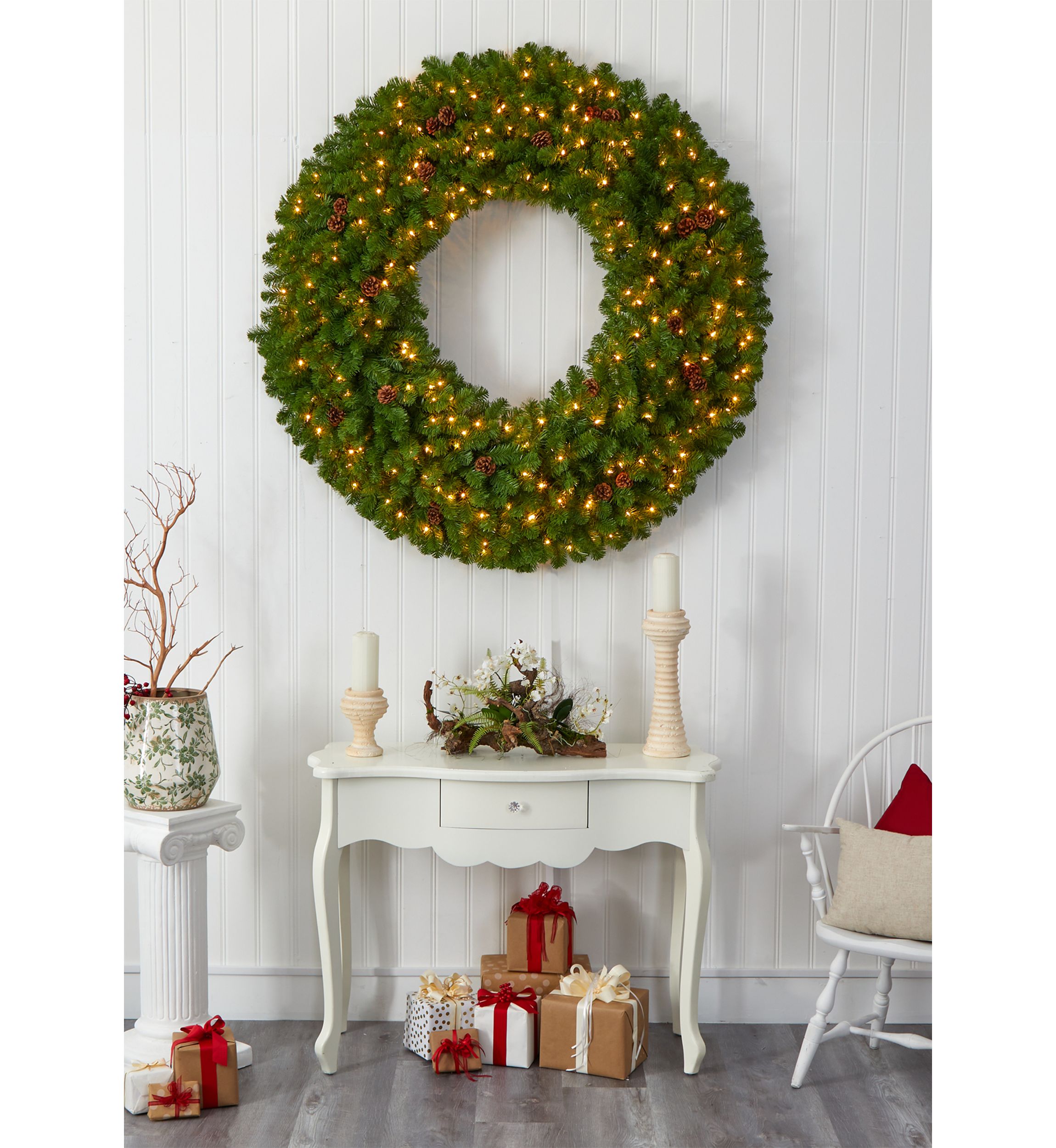 Giant Christmas Wreath with Pine Cones
