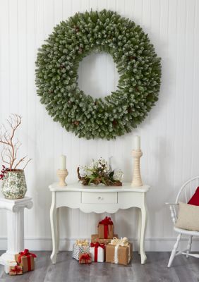 Giant Flocked Christmas Wreath with Pine Cones