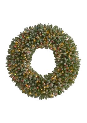 Giant Flocked Christmas Wreath with Pine Cones