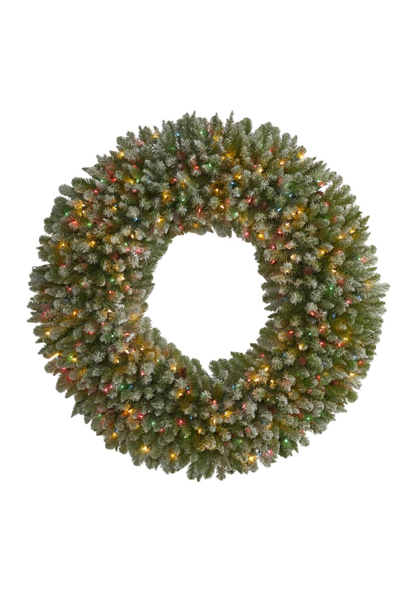 Giant Flocked Christmas Wreath with Pine Cones