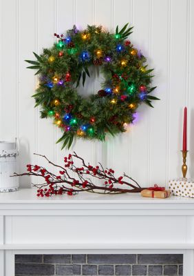 Christmas Wreath with Berries and Pine Cones