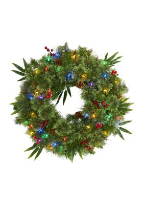 Christmas Wreath with Berries and Pine Cones