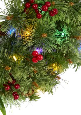 Christmas Wreath with Berries and Pine Cones