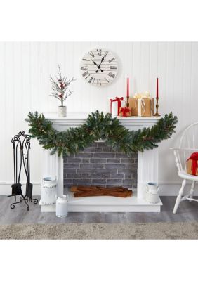 Nearly Natural Flocked Christmas Garland, Green