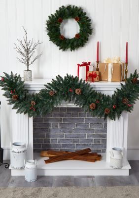 Nearly Natural Snow Dusted Christmas Garland, Green