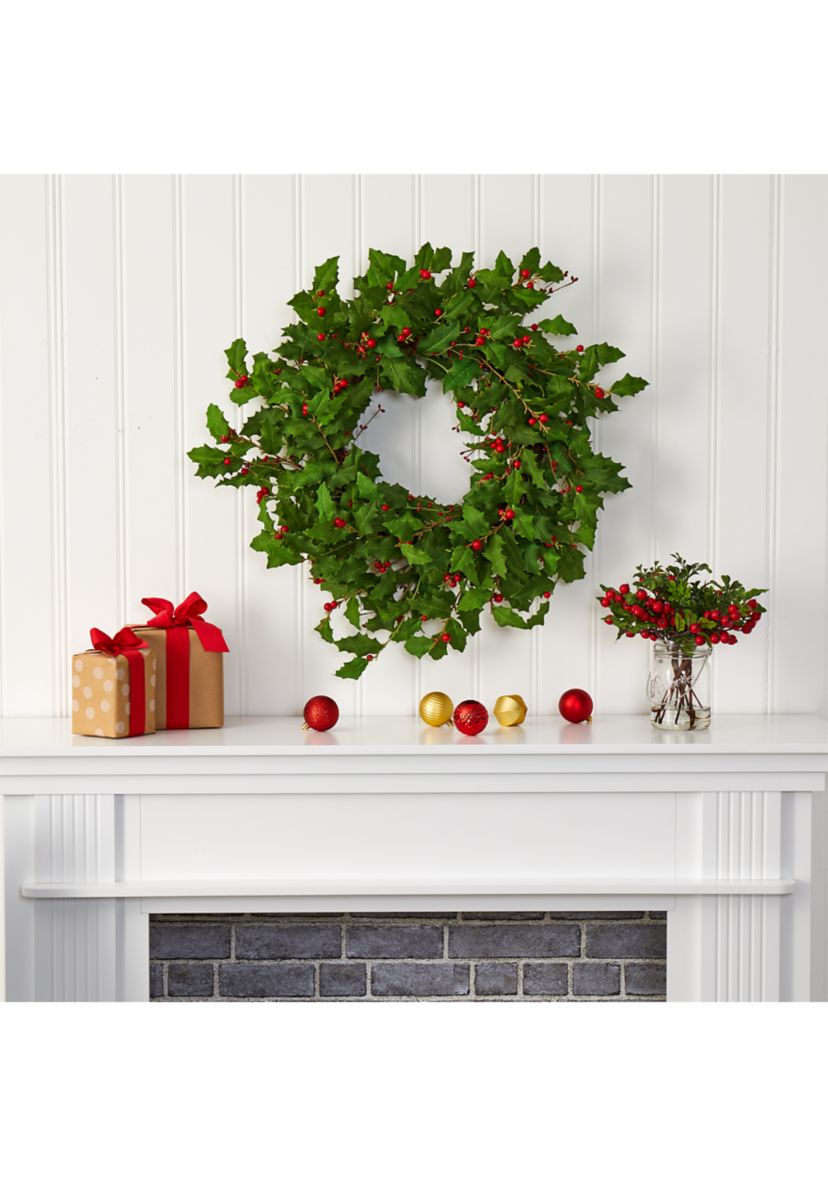 28 Inch Holly Berry Artificial Wreath