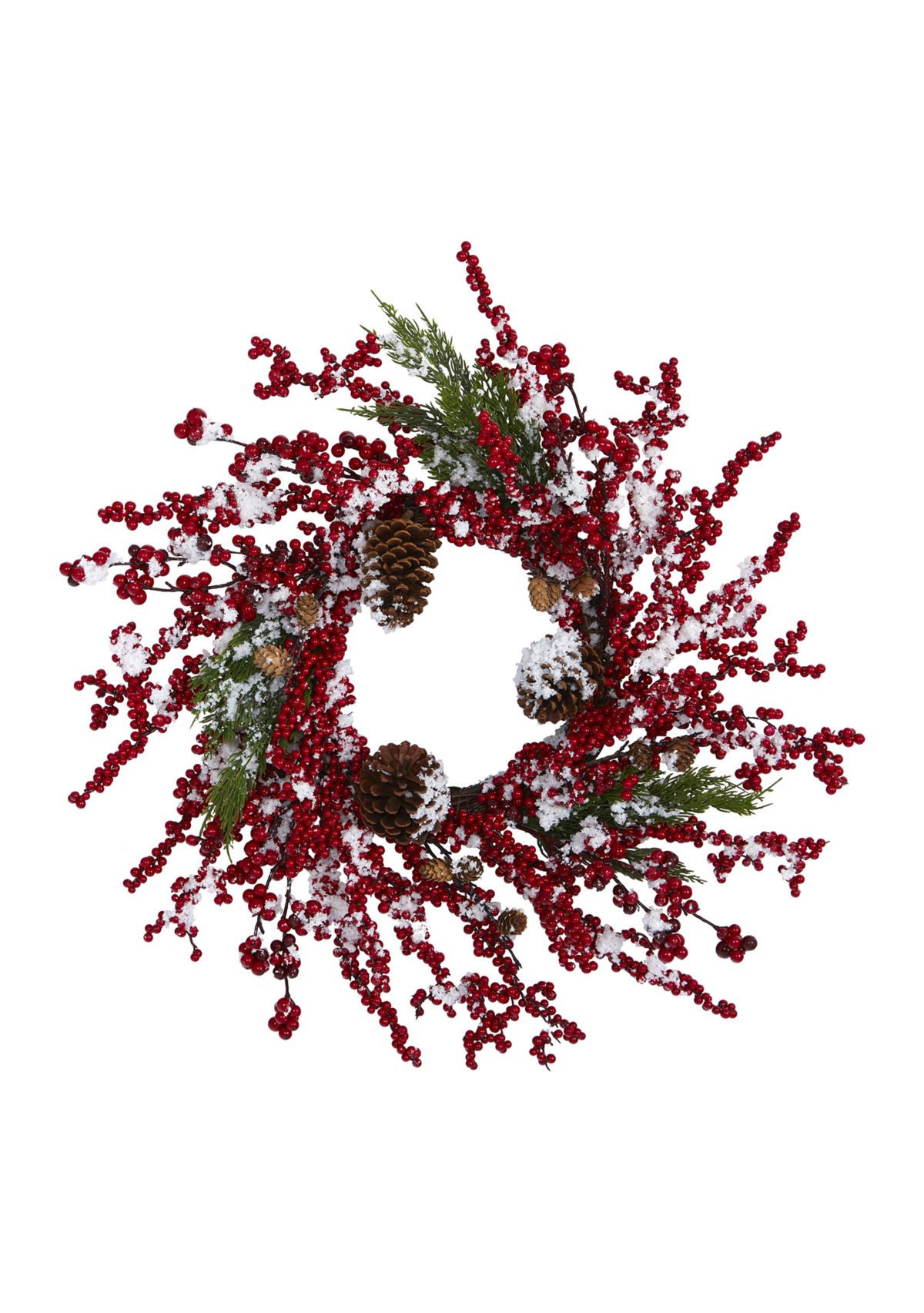 Frosted Cypress Wreath with Berries and Pine Cones