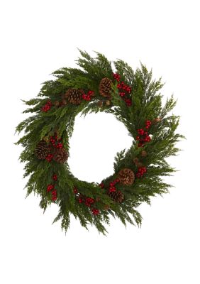 Cypress with Berries and Pine Cones Wreath