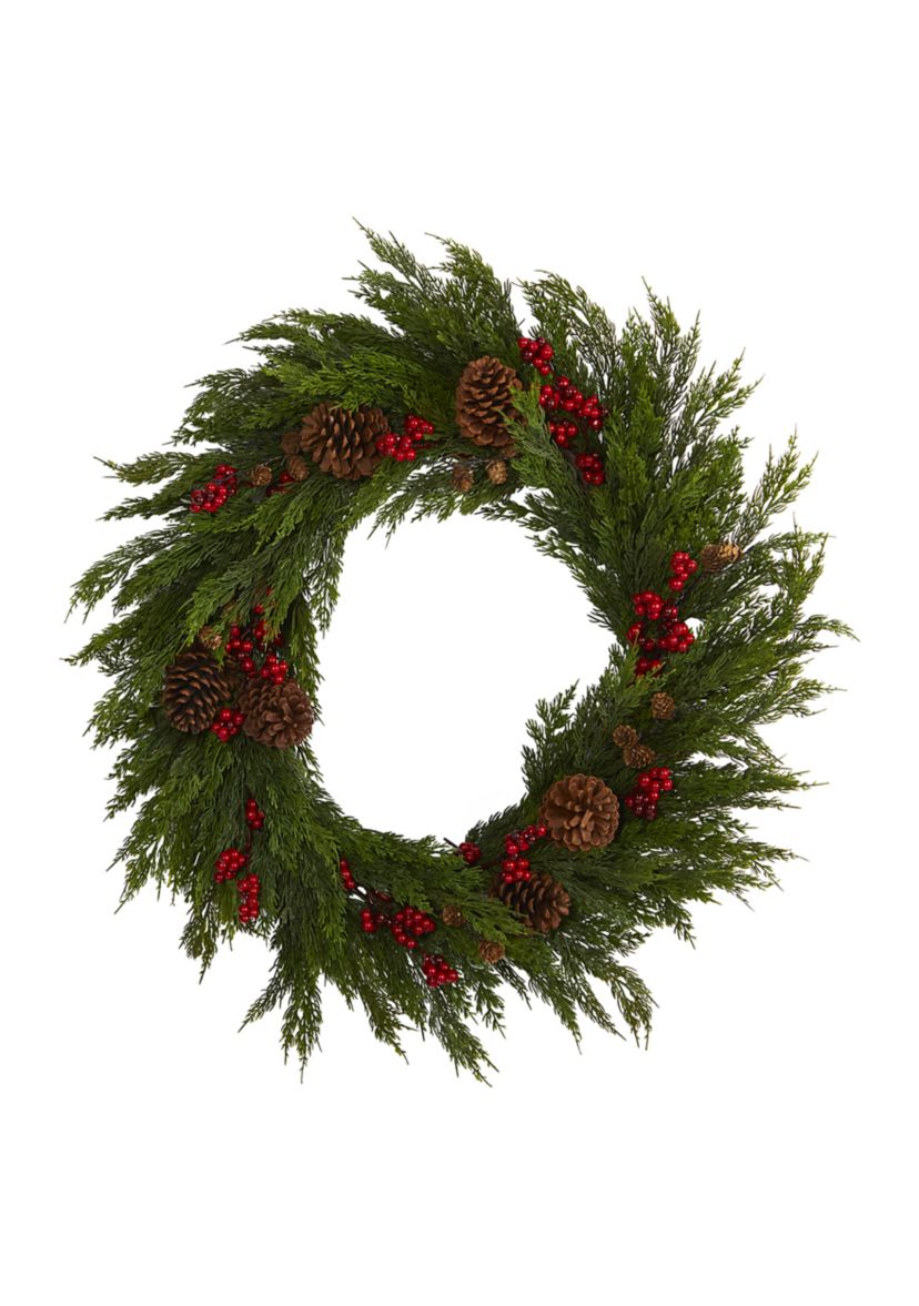 Cypress with Berries and Pine Cones Wreath