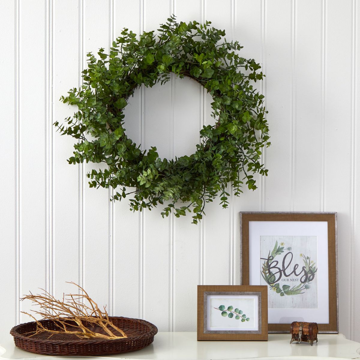 24-Inch Eucalyptus Artificial Wreath