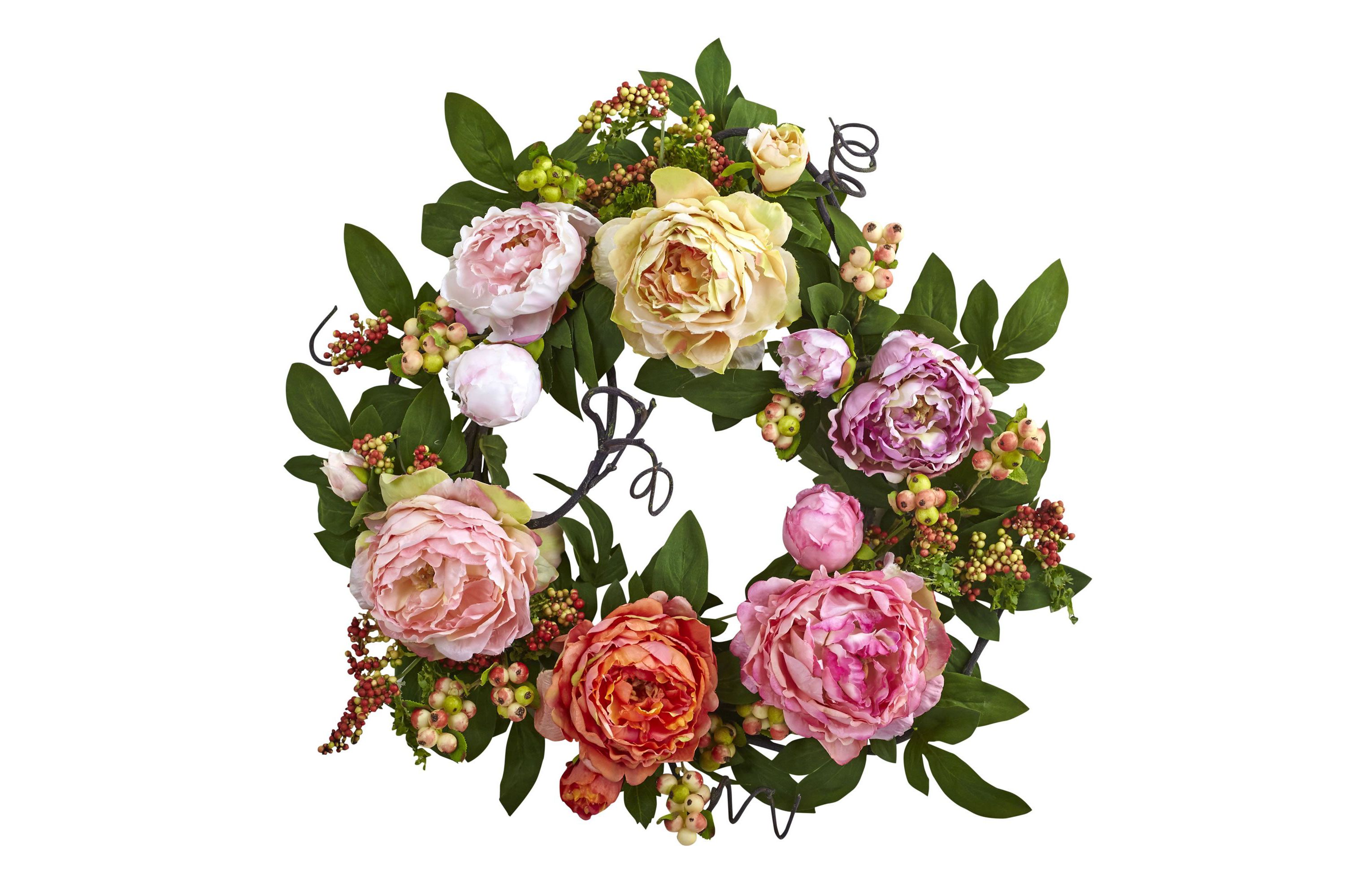 20-Inch Mixed Peony and Berry Wreath