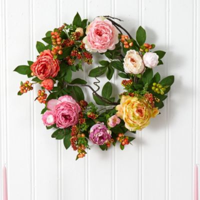 20-Inch Mixed Peony and Berry Wreath
