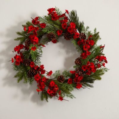 24-Inch Plum Blossom Pine Wreath