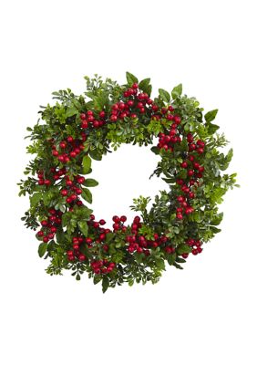 24 inch Berry Boxwood Wreath