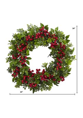 24 inch Berry Boxwood Wreath