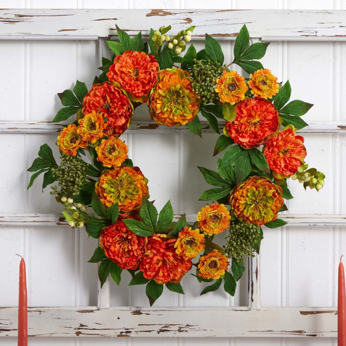 24-Inch Peony and Mum Wreath
