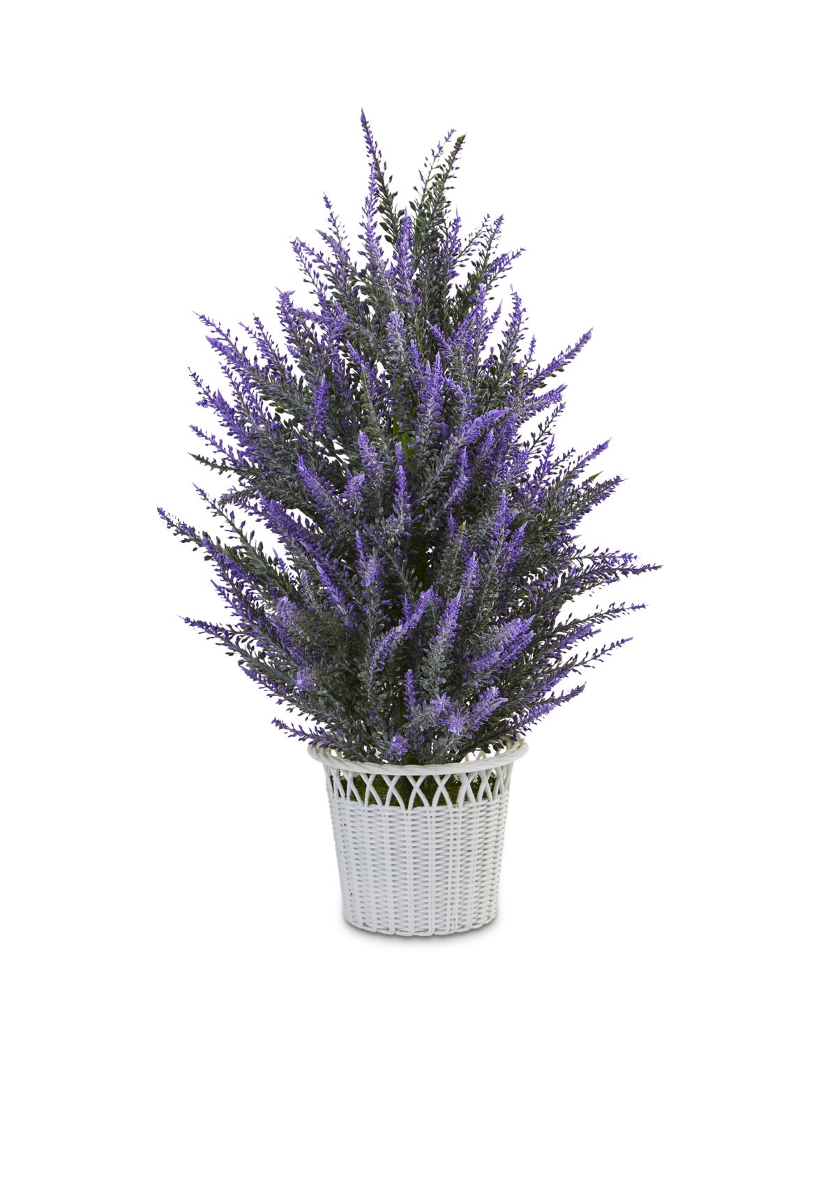 Lavender in White Wicker Planter Artificial Plant