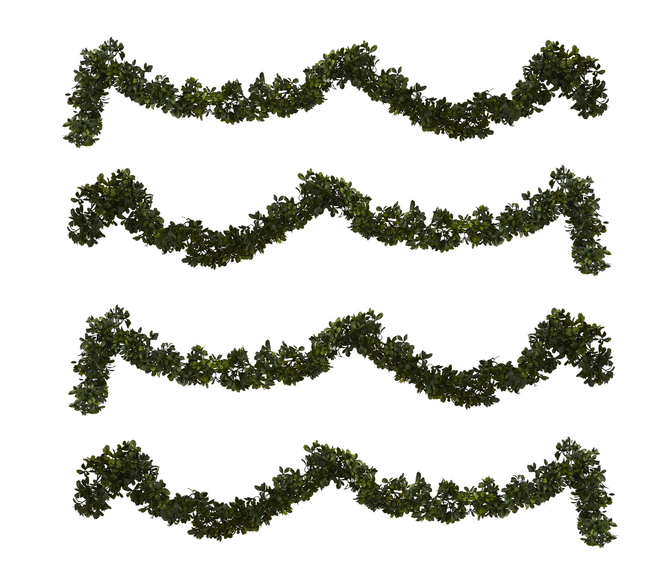 6-Foot Boxwood Artificial Garland (Indoor/Outdoor), Set of 4