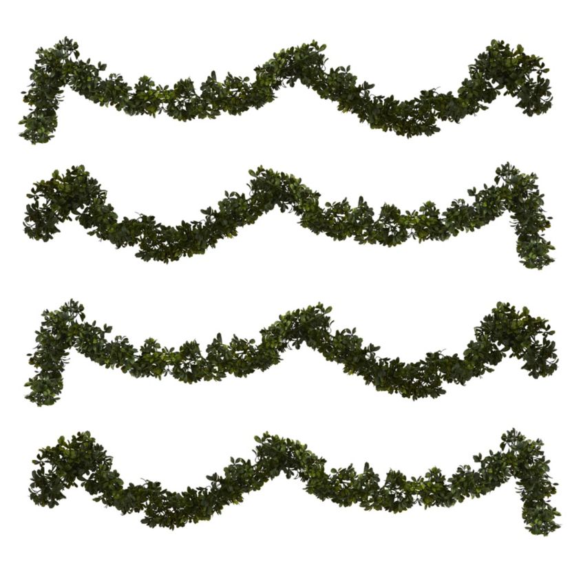 6-Foot Boxwood Artificial Garland (Indoor/Outdoor), Set of 4