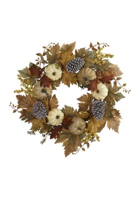 Fall Pumpkins Artificial Wreath