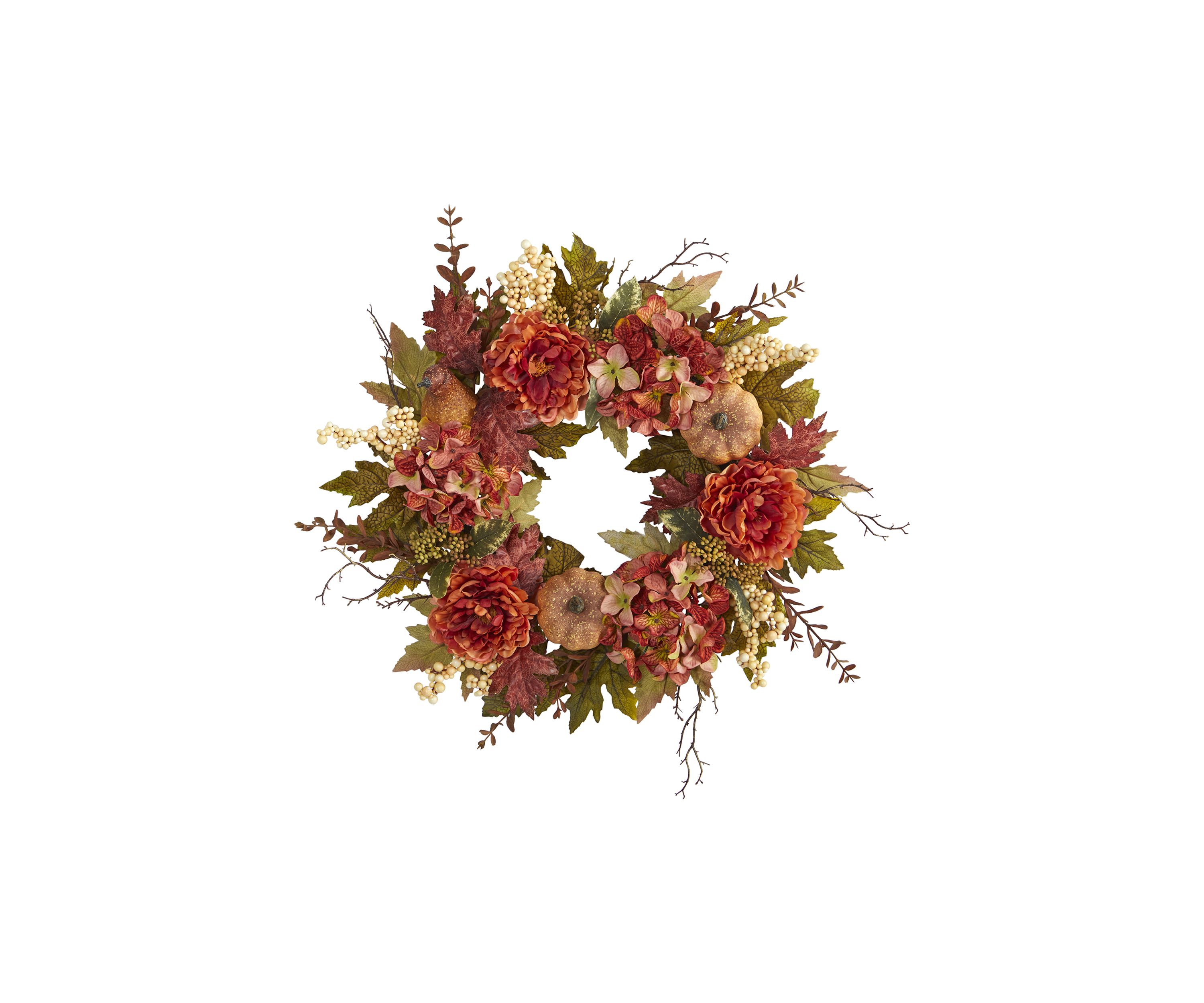 Peony Hydrangea Pumpkin Wreath