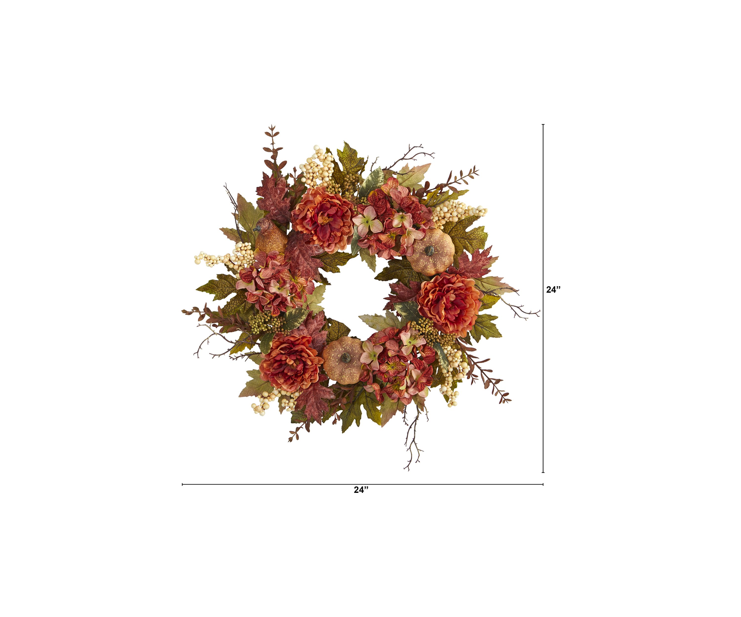 Peony Hydrangea Pumpkin Wreath