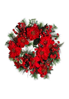 24-in. Poinsettia Wreath