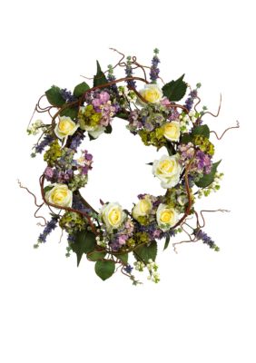 24-in. Hydrangea Rose Wreath