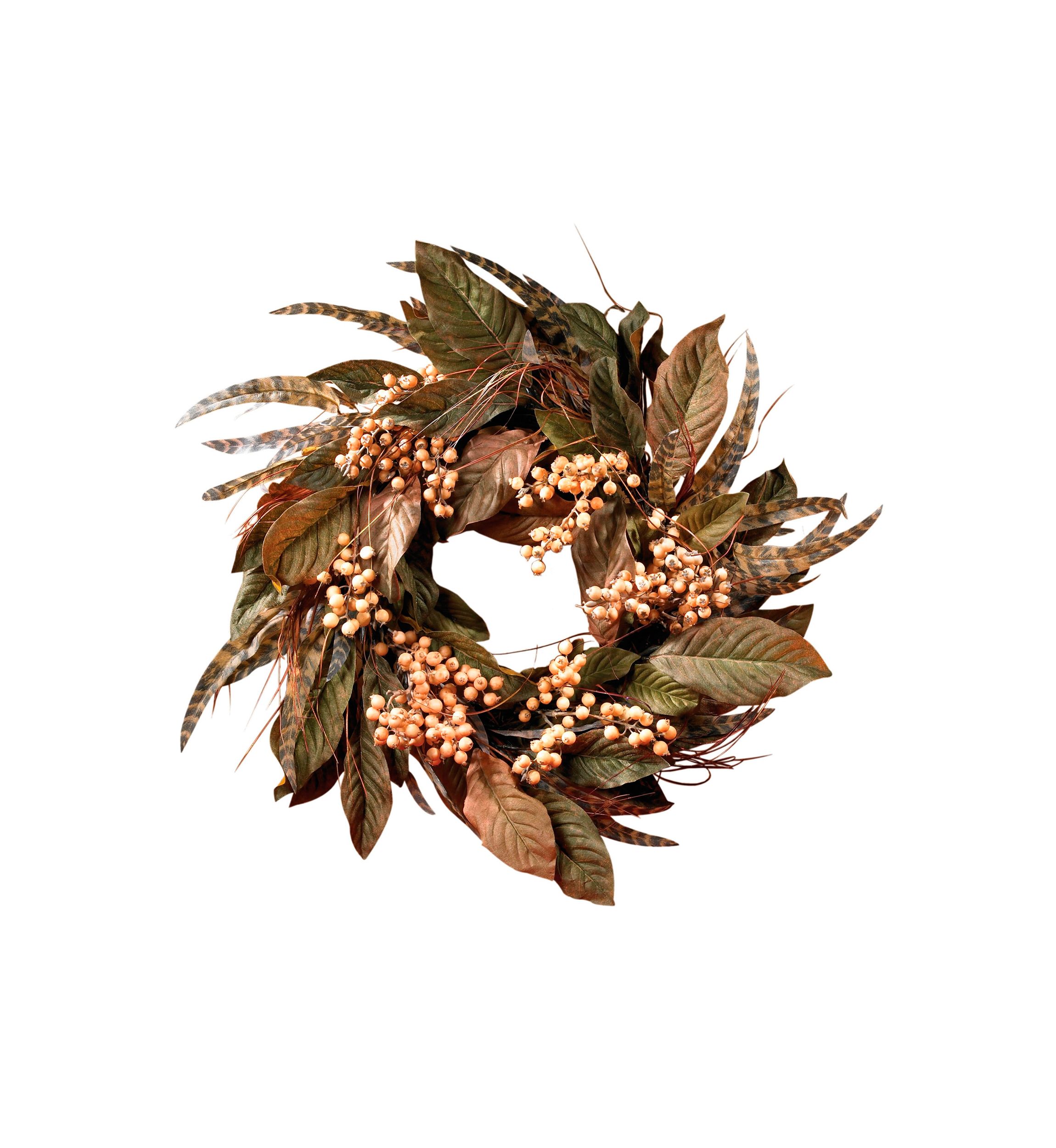 24-in. Feather and Berry Wreath
