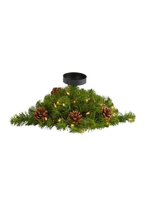 Nearly Natural 16 Inch Christmas Pine Candelabrum with