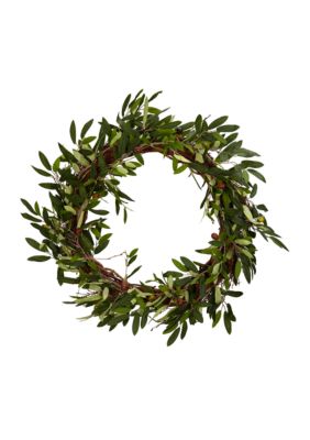 Nearly Natural 20-Inch Olive Wreath, Green
