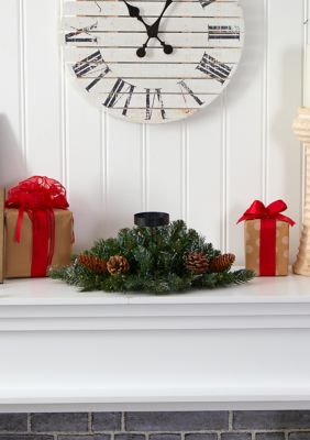 Nearly Natural Flocked Christmas Pine Candelabrum with Multicolored Lights, Green